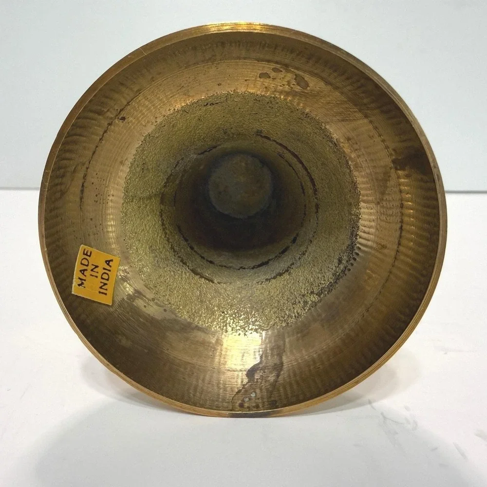 Vintage‎ Solid Brass Trumpet Bud Vase Made in India 10